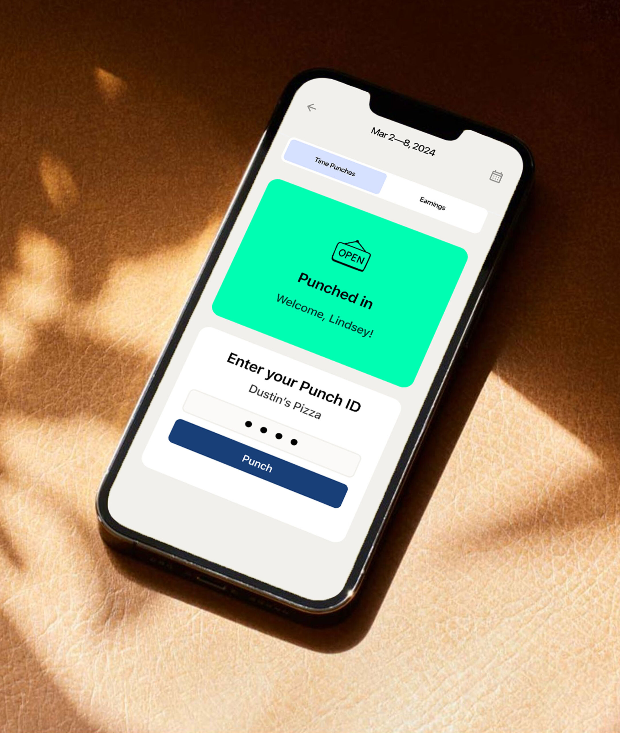 Time Clocking 7punches function on the 7shifts app